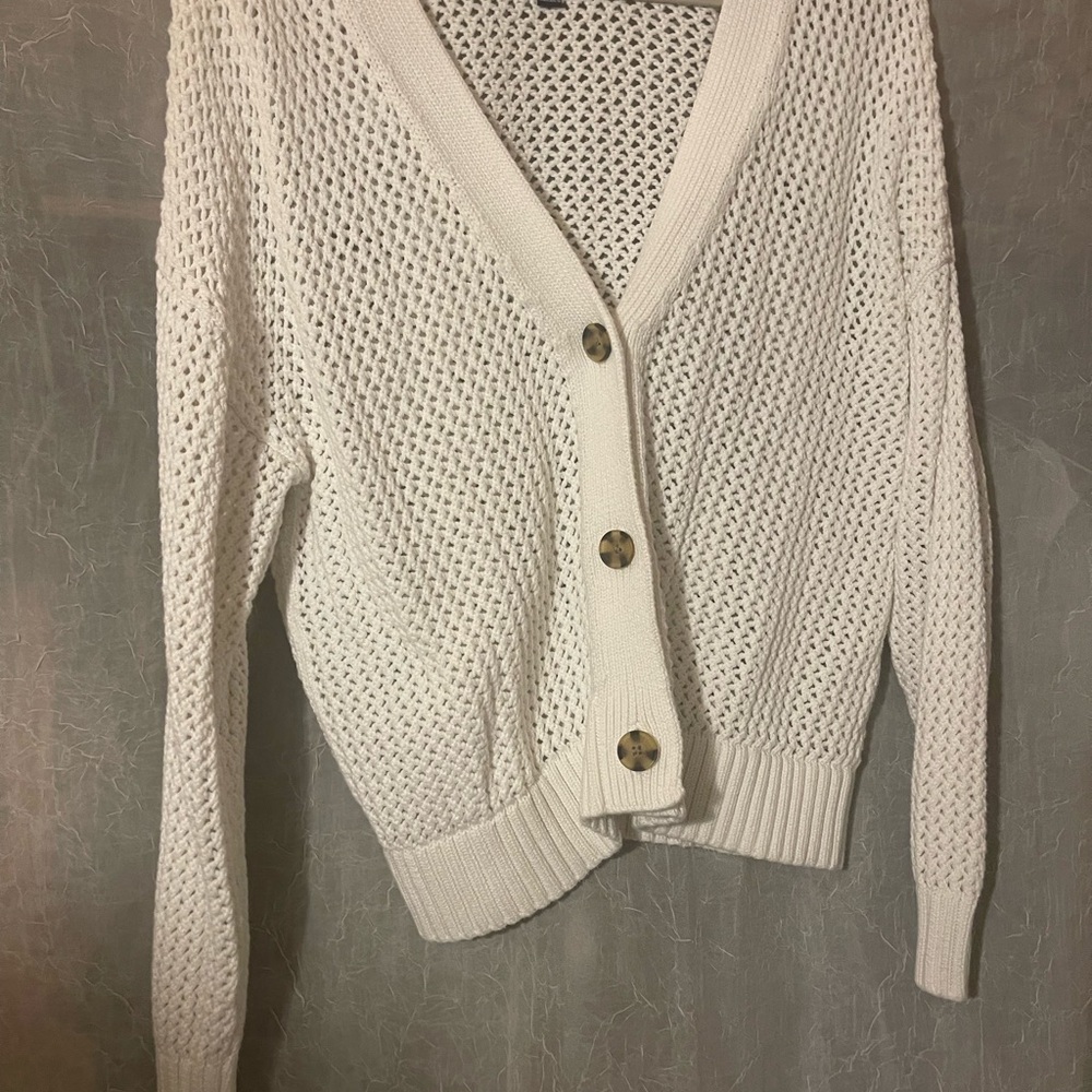 Gap White Button-Up Knit Cardigan